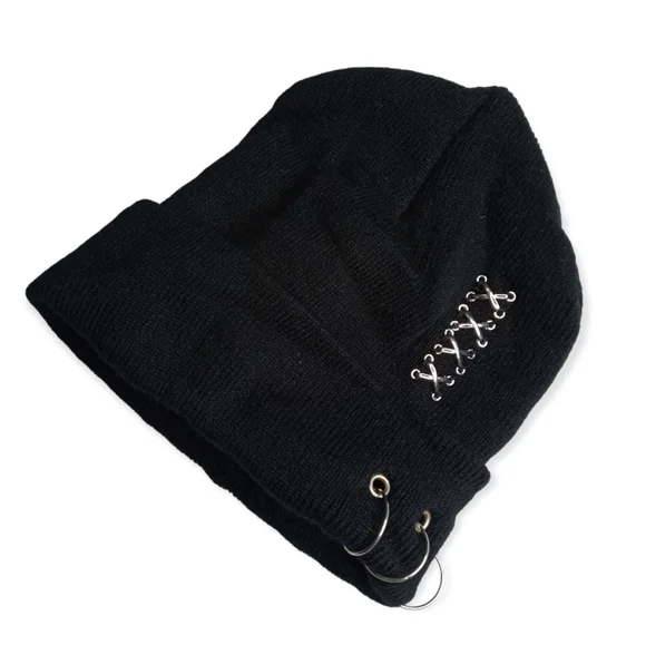 Hot topic pierced beanie one size black. New - Picture 3 of 6